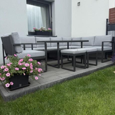 Szary modułowy narożnik na taras Kari - aluminiowy stelaż