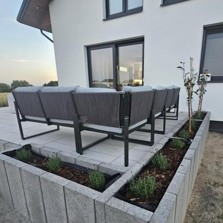 Szary modułowy narożnik na taras Kari - aluminiowy stelaż