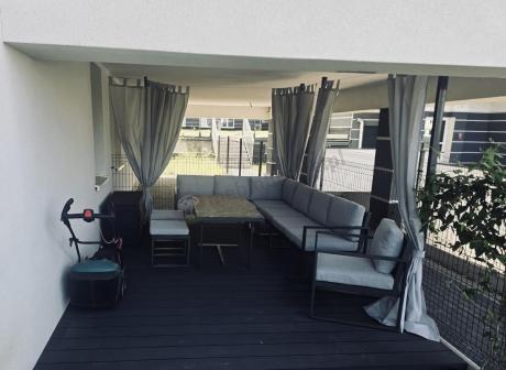 Szary modułowy narożnik na taras Kari - aluminiowy stelaż