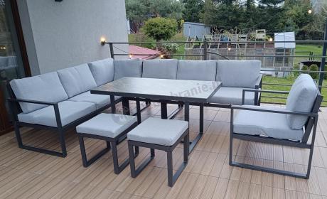 Szary modułowy narożnik na taras Kari - aluminiowy stelaż