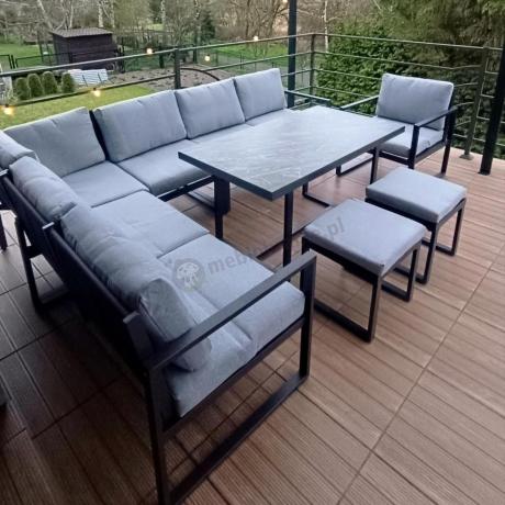 Szary modułowy narożnik na taras Kari - aluminiowy stelaż