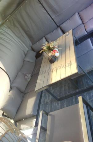 Szary modułowy narożnik na taras z wysokim stołem 160cm - Panaon Corner XXL - GG