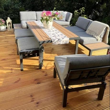 Szary modułowy narożnik z wysokim stołem 160cm Calamba Corner XL