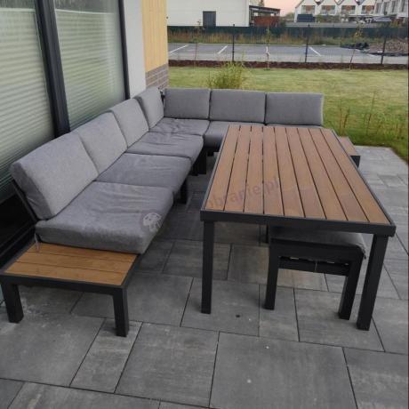 Szary modułowy narożnik z wysokim stołem 160cm Calamba Corner XL