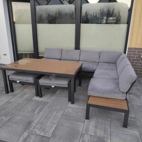 Szary modułowy narożnik z wysokim stołem 160cm Calamba Corner XL