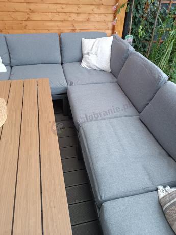 Szary modułowy narożnik z wysokim stołem 160cm Calamba Corner XL