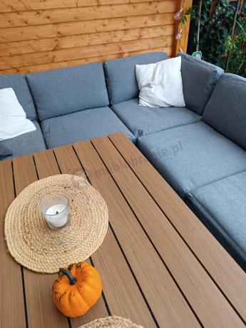 Szary modułowy narożnik z wysokim stołem 160cm Calamba Corner XL