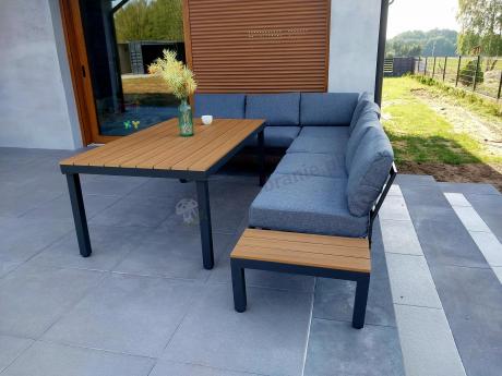 Szary modułowy narożnik z wysokim stołem 160cm Calamba Corner XL