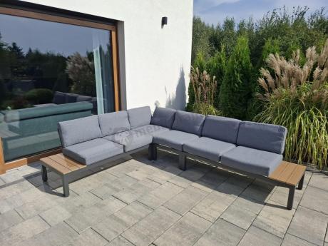 Szary modułowy narożnik z wysokim stołem 160cm Calamba Corner XL