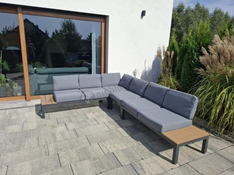 Szary modułowy narożnik z wysokim stołem 160cm Calamba Corner XL