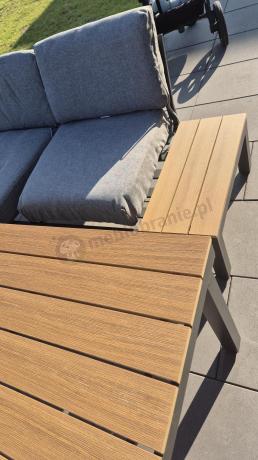 Szary modułowy narożnik z wysokim stołem 160cm Calamba Corner XL