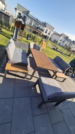 Szary modułowy narożnik z wysokim stołem 160cm Calamba Corner XL