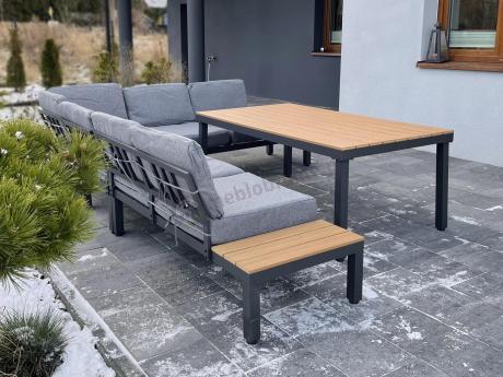 Szary modułowy narożnik z wysokim stołem 160cm Calamba Corner XL