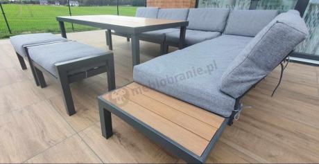 Szary modułowy narożnik z wysokim stołem 160cm Calamba Corner XL