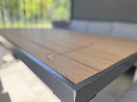 Szary modułowy narożnik z wysokim stołem 160cm Calamba Corner XL