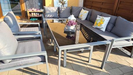 Szary narożnik ogrodowy z fotelami i pufami Sodor Corner XL - Silver