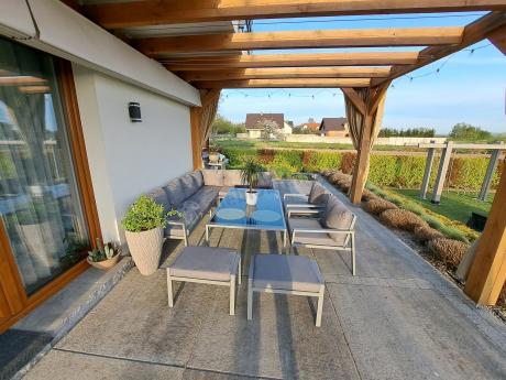 Szary narożnik ogrodowy z fotelami i pufami Sodor Corner XL - Silver