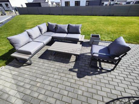 Szary narożnik tarasowy 220x220cm z fotelem - Panaon Corner - GG