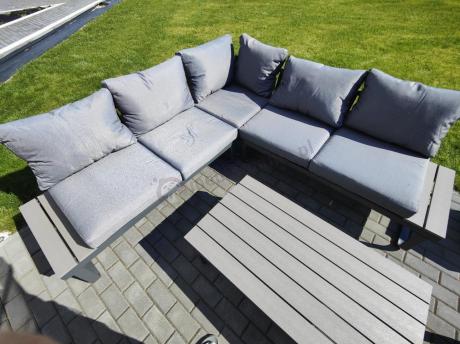 Szary narożnik tarasowy 220x220cm z fotelem - Panaon Corner - GG