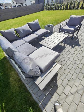 Szary narożnik tarasowy 220x220cm z fotelem - Panaon Corner - GG