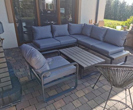 Szary narożnik tarasowy 220x220cm z fotelem - Panaon Corner - GG