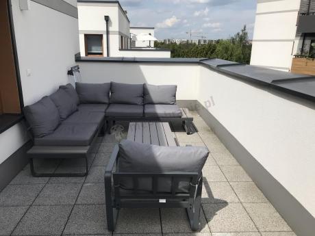 Szary narożnik tarasowy 220x220cm z fotelem - Panaon Corner - GG