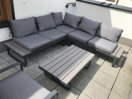 Szary narożnik tarasowy 220x220cm z fotelem - Panaon Corner - GG