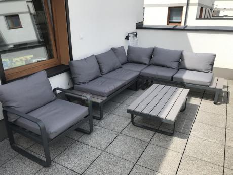 Szary narożnik tarasowy 220x220cm z fotelem - Panaon Corner - GG