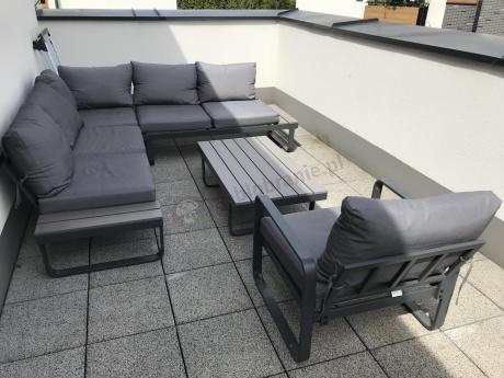 Szary narożnik tarasowy 220x220cm z fotelem - Panaon Corner - GG