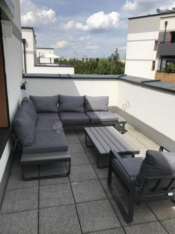 Szary narożnik tarasowy 220x220cm z fotelem - Panaon Corner - GG