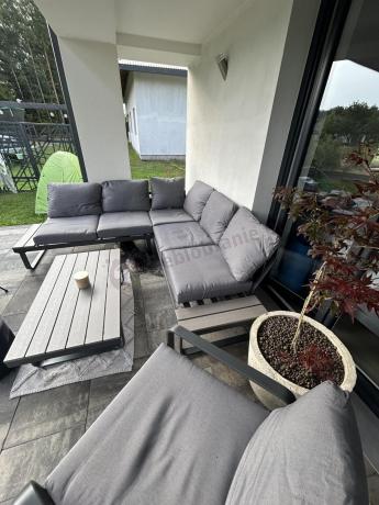 Szary narożnik tarasowy 220x220cm z fotelem - Panaon Corner - GG