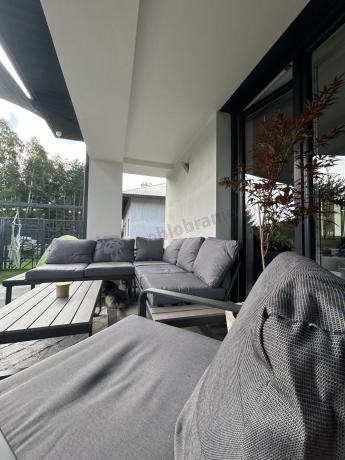 Szary narożnik tarasowy 220x220cm z fotelem - Panaon Corner - GG