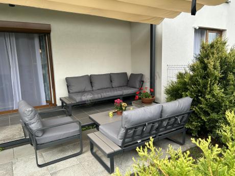 Szary narożnik tarasowy 220x220cm z fotelem - Panaon Corner - GG