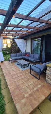 Szary narożnik tarasowy 220x220cm z fotelem - Panaon Corner - GG