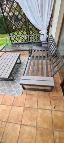 Szary narożnik tarasowy 220x220cm z fotelem - Panaon Corner - GG