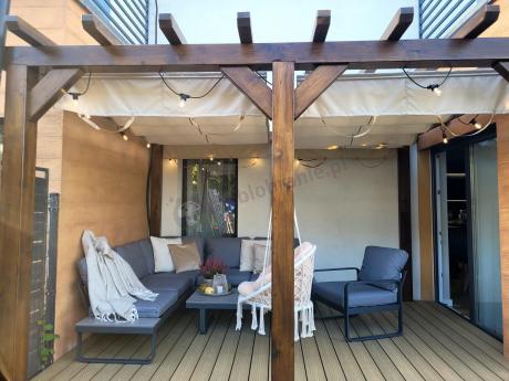 Szary narożnik tarasowy 220x220cm z fotelem - Panaon Corner - GG