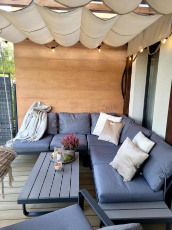 Szary narożnik tarasowy 220x220cm z fotelem - Panaon Corner - GG