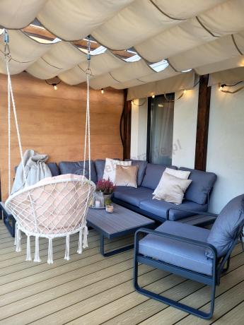 Szary narożnik tarasowy 220x220cm z fotelem - Panaon Corner - GG