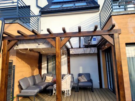 Szary narożnik tarasowy 220x220cm z fotelem - Panaon Corner - GG