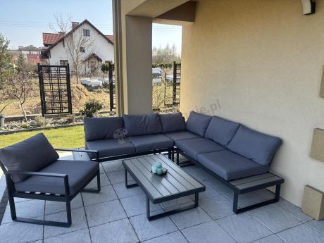 Szary narożnik tarasowy 220x220cm z fotelem - Panaon Corner - GG