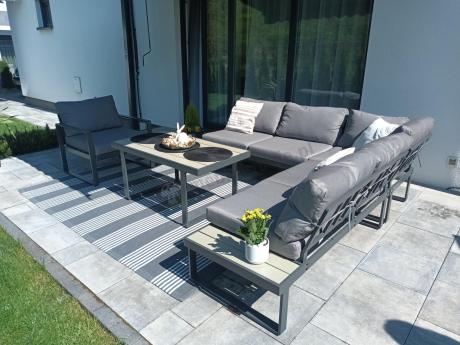 Szary narożnik tarasowy 220x220cm z fotelem - Panaon Corner - GG