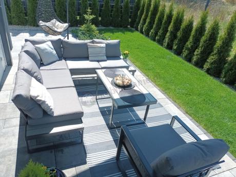 Szary narożnik tarasowy 220x220cm z fotelem - Panaon Corner - GG