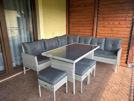 Szary narożnik technorattan 190x190cm i 3 pufy Torino Corner XL Grey