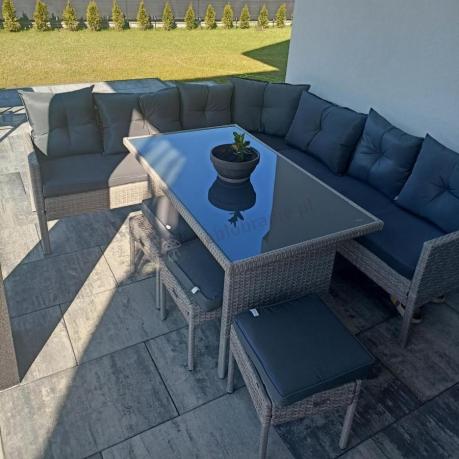 Szary narożnik technorattan Torino Corner XL Grey