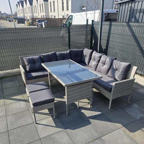 Szary narożnik technorattan Torino Corner XL Grey