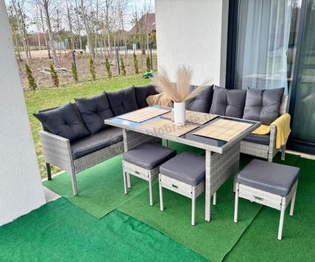 Szary narożnik technorattan Torino Corner XL Grey