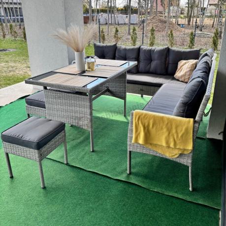 Szary narożnik technorattan Torino Corner XL Grey