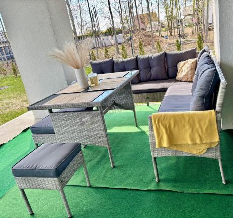 Szary narożnik technorattan Torino Corner XL Grey