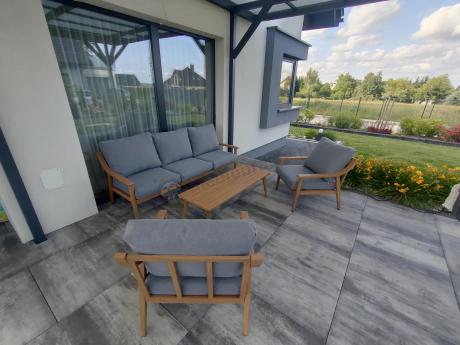 Szary zestaw mebli ogrodowych dla 5 osób z sofą 200cm - Else Set - Grey