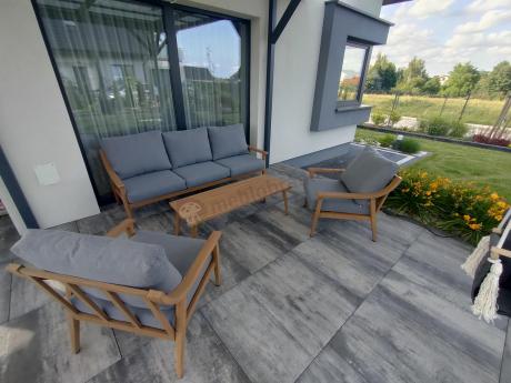 Szary zestaw mebli ogrodowych dla 5 osób z sofą 200cm - Else Set - Grey